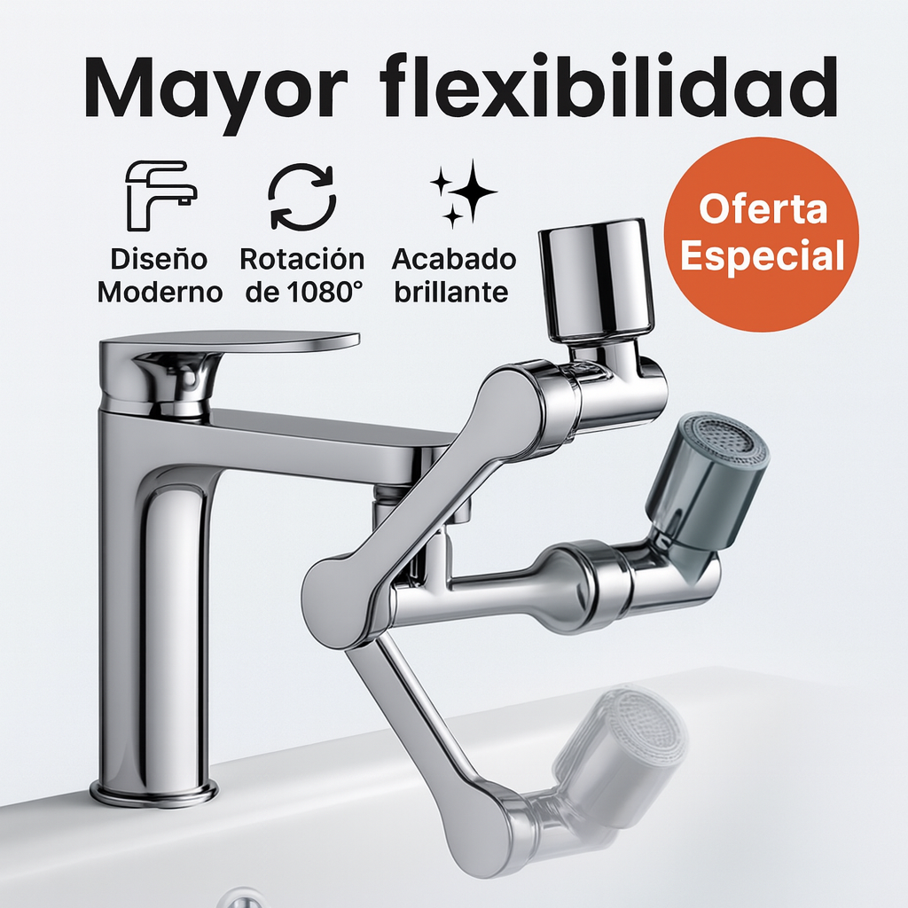 💦 Grifo Extensor Giratorio 1080°: Control Total, Cero Salpicaduras 🚿