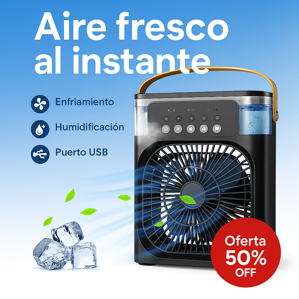 BreezePure™ – Ventilador Purificador Compacto: Frescura y aire limpio donde tú estés