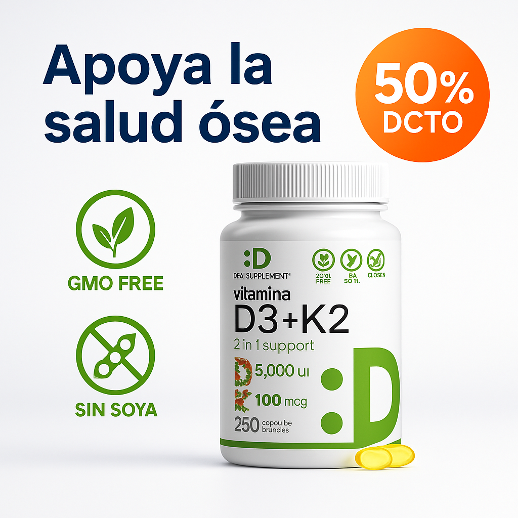 💊 Vitamina K2 + D3 10.000 IU – Huesos Fuertes y Corazón Protegido 💪❤️