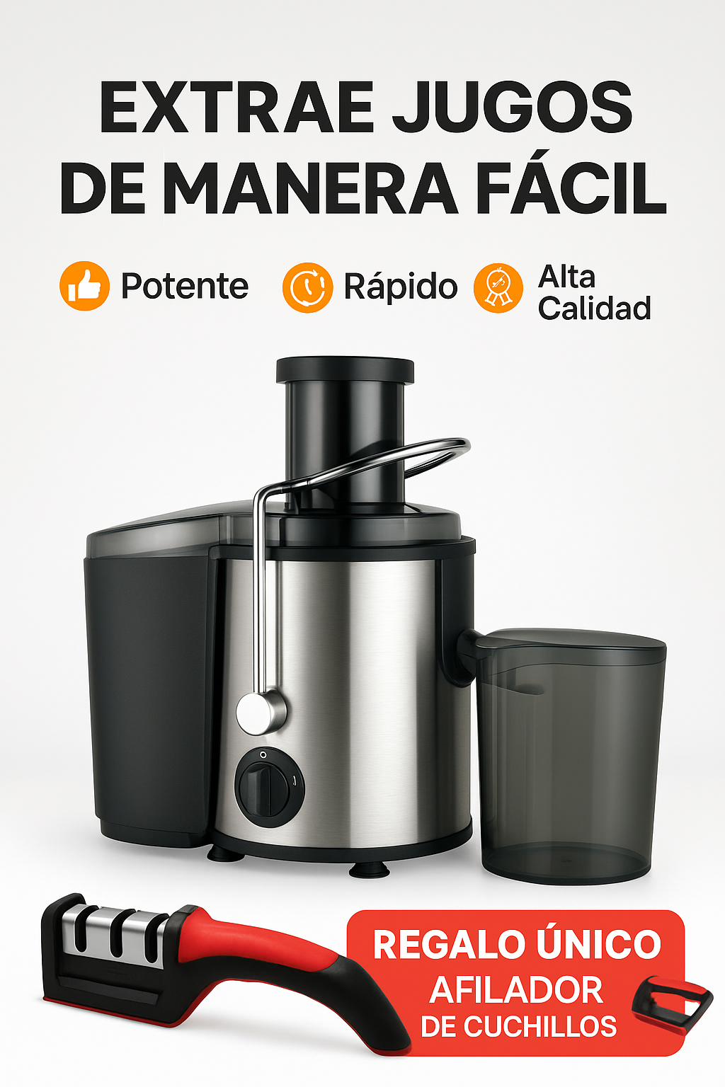 ¡Exprime tu día con energía! Extractor de Jugos de Acero Inoxidable.