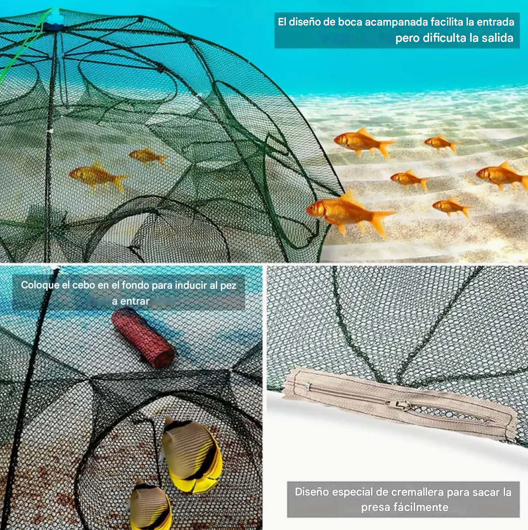 ¡Atrapa más, con menos esfuerzo! 🎣 Red de Pesca Automática con 8 Entradas