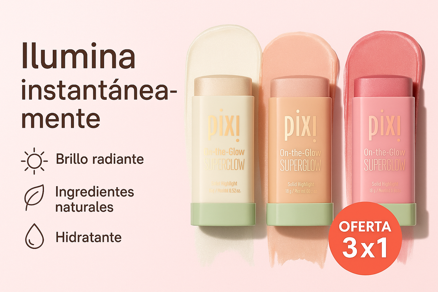 PiXi Blush 3x1 ✨ Dale color, brillo e hidratación a tu piel en segundos