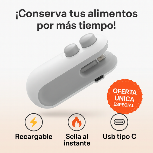 🔒 Mini Selladora de Bolsas Recargable – Sella, Conserva y Olvídate del Clip