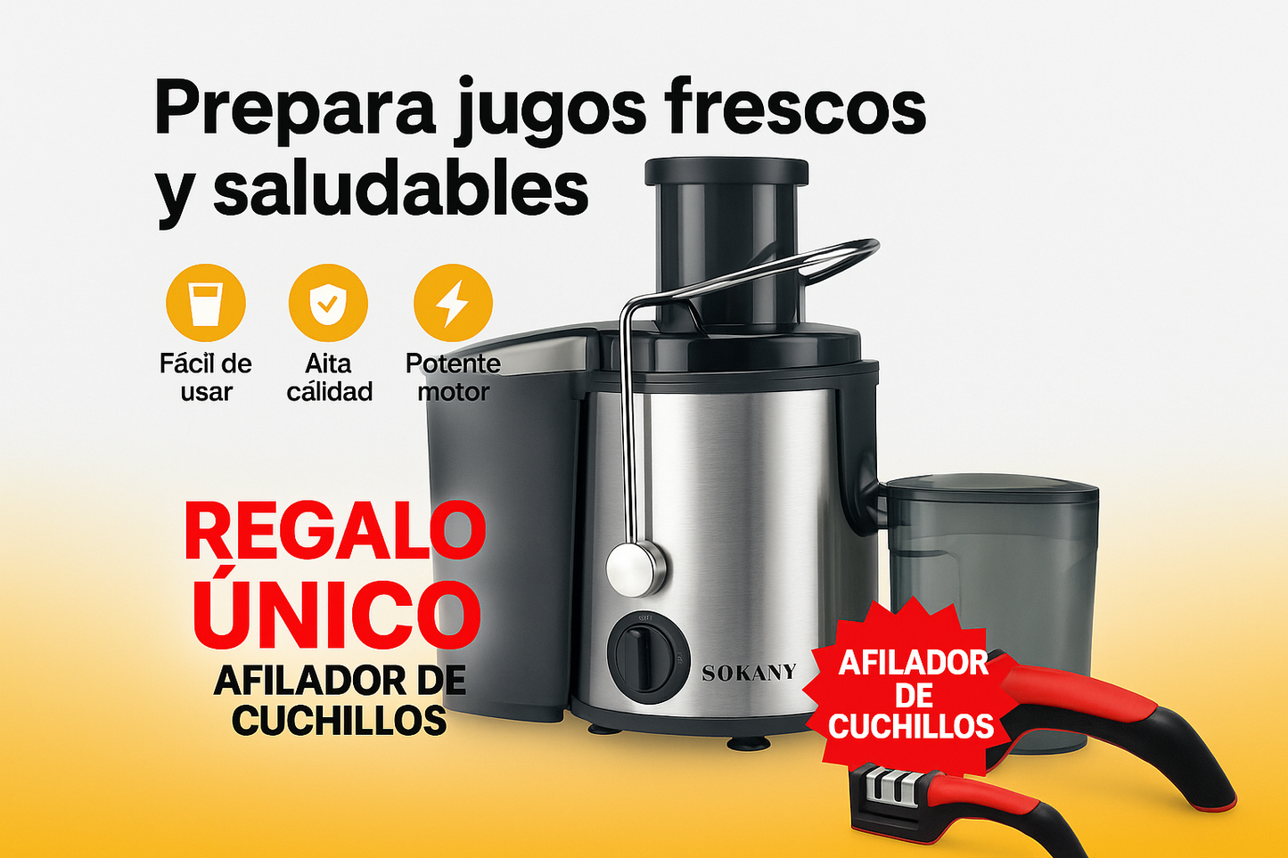 ¡Exprime tu día con energía! Extractor de Jugos de Acero Inoxidable.
