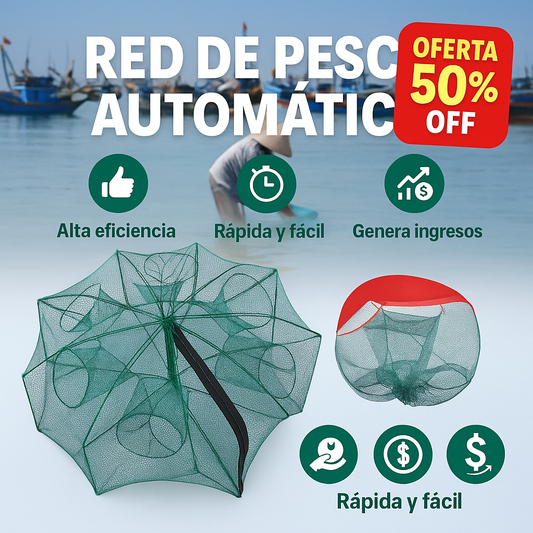 ¡Atrapa más, con menos esfuerzo! 🎣 Red de Pesca Automática con 8 Entradas